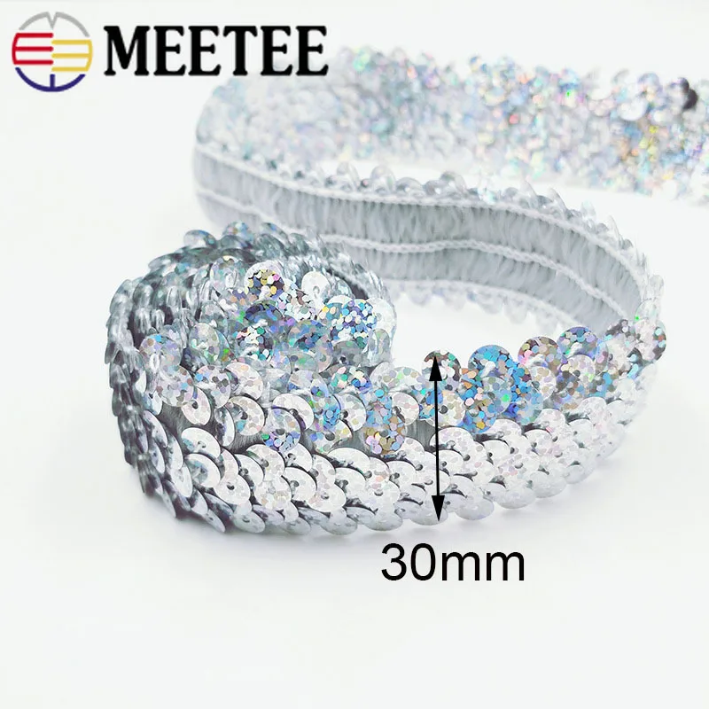 5/15 метров 30 мм золотые и серебряные блестки кружевная лента эластичные кружева