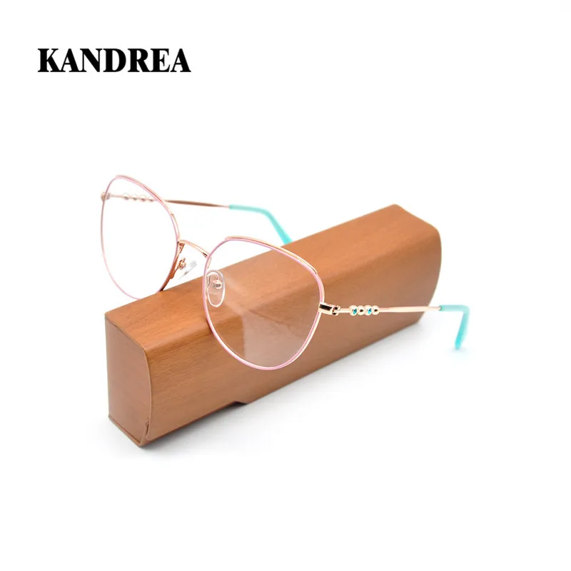

KANDREA модные новые большие круглые оптические очки оправа для женщин Кошачий глаз прозрачные линзы очки металлические очки женские очки