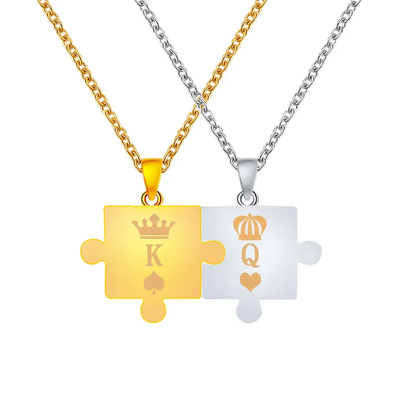 Ожерелья с буквами K &amp Q Золотая Корона цепочка подвески для мужчин женщин лучших