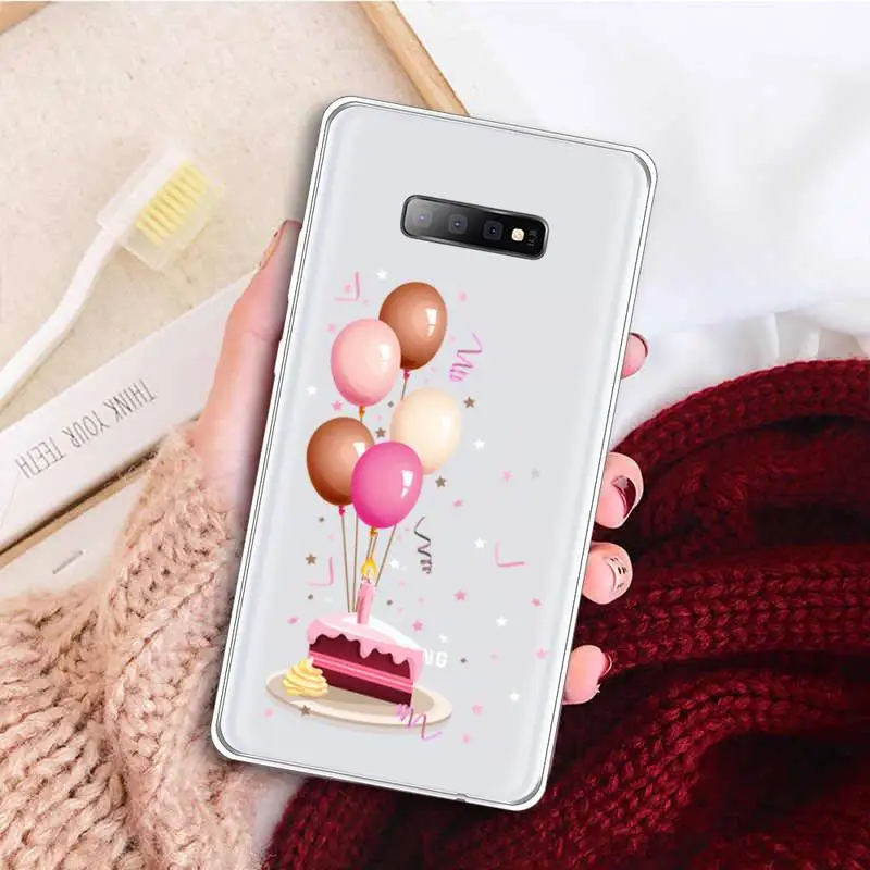 

Love Heart Balloon Fundas Phone Case Transparent for samsung A 21s 50 51 71 S 8 9 20 20fe note 10 20 plus ultra