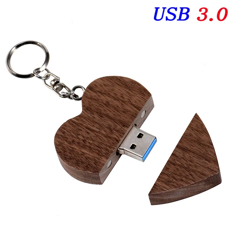 Walnut wood JASTER(5 шт., Пользовательский логотип) USB 3,0 грецкий орех сердце USB+ коробка флэш-накопитель 64 ГБ 32 ГБ 16 ГБ 4 ГБ U диск фотография свадебный подарок - Цвет: Walnut wood