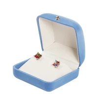 new high end flannel ring blue velvet series set box with snap button fashion with decoration gold metal