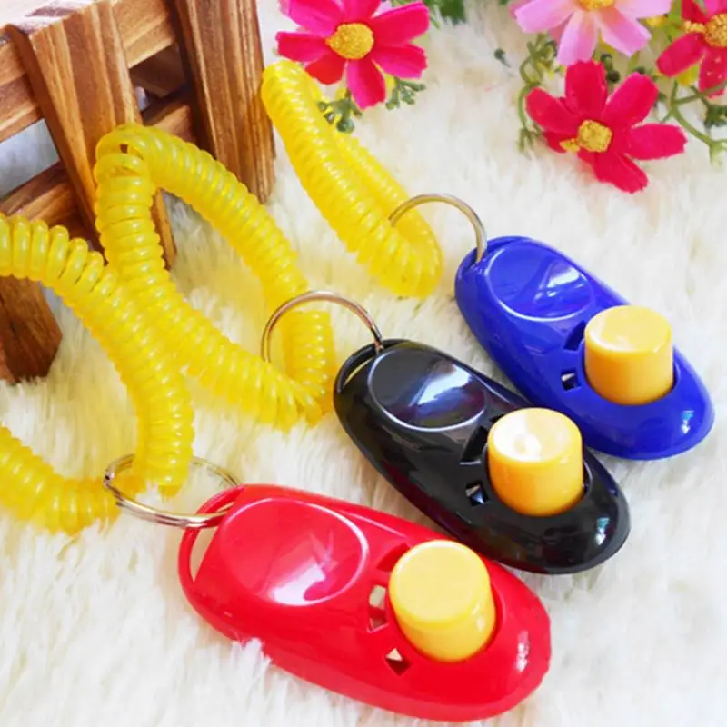 

Newest Pet Dog Cat Training Trainer Button Click Clicker Slient Obedience Wrist Strap Dog Trainings Dog Cat Training Trainer