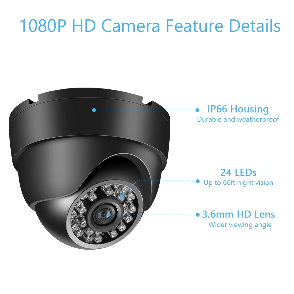 Dome Bullet CCTV Camera with Metal Housing Indoors and Outdoors Use Intelligent Motion System IP66 Waterproof Pal | Безопасность и
