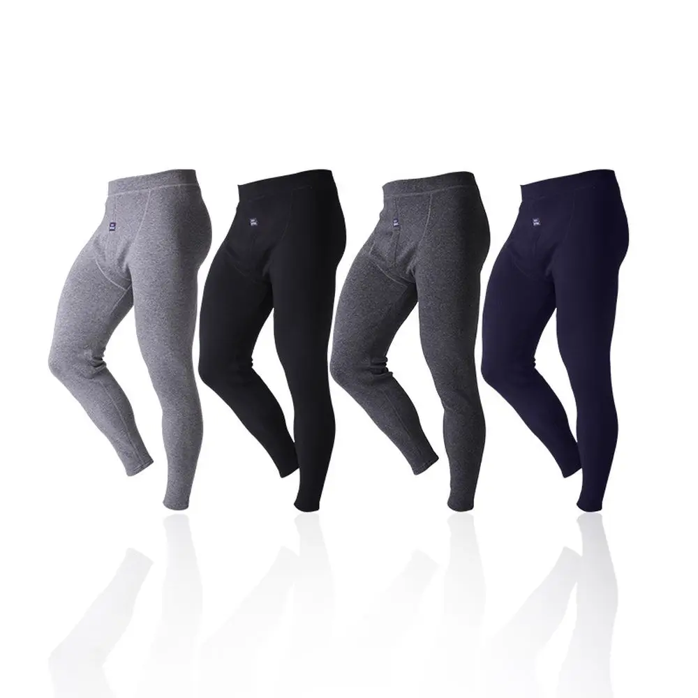 Men Thermal Underwear Pants Plus Velvet Padded Winter Warm Tights Pants Knee Pads Cotton Pants Male Cold Leggings Long Johns
