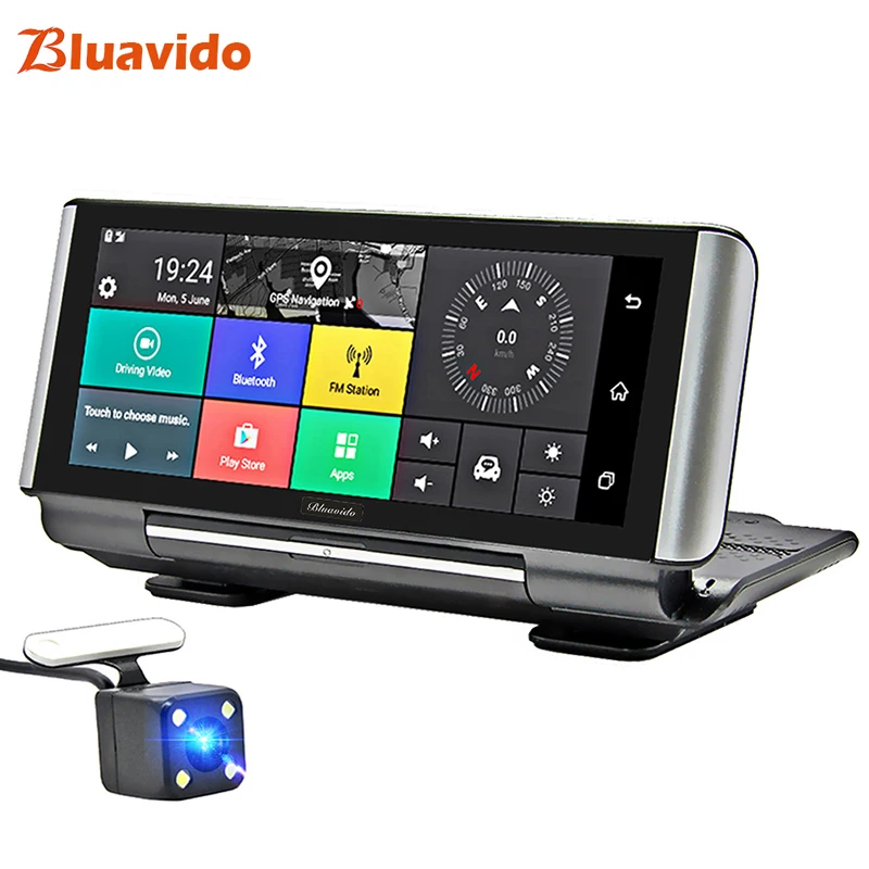 Bluavido 7 дюймов 4 г Автомобильный dvr камера gps FHD 1080 P Android Dash Cam навигация ADAS автомобильный видеомагнитофон двойной объектив с обратным изображением