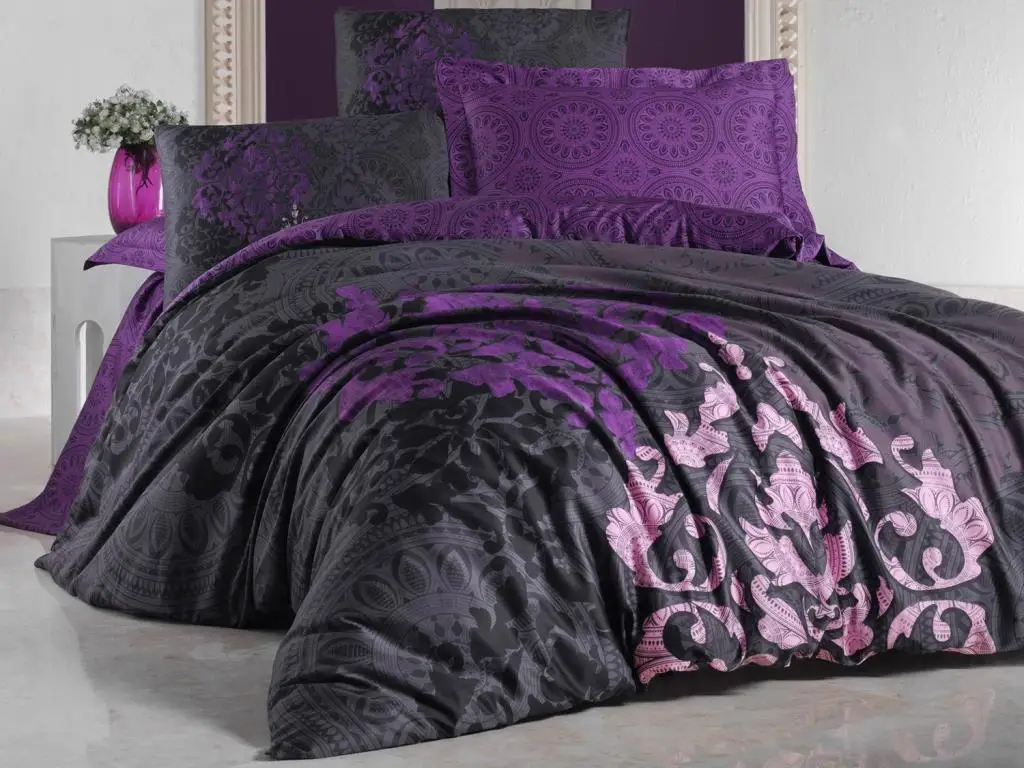 

Cotton Box Royal Satin Ksem Sultan Double Personality Duvet cover set Damson