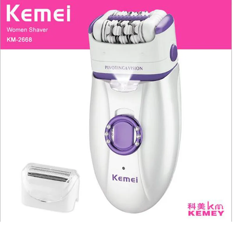 

Kemei electric lady hair removal device KM-2668 shaving device 2 in 1 rechargeable lady body hair Epilator electric shaver