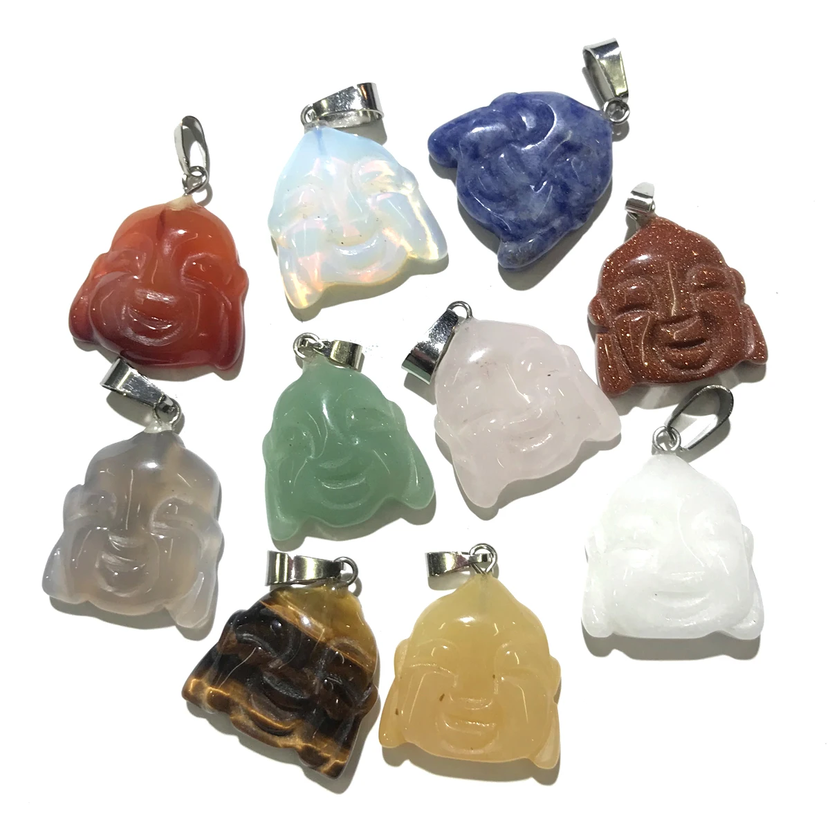 

2pcs Natural Stone Pendant Buddha head Shape Agated Pendant for Jewelry Making Necklace Accessories Gift for Women Size 20x23mm