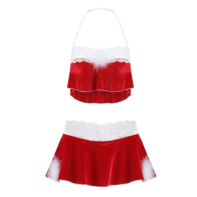 Сексуальное женское нижнее белье комплект рождественской одежды бархатный
