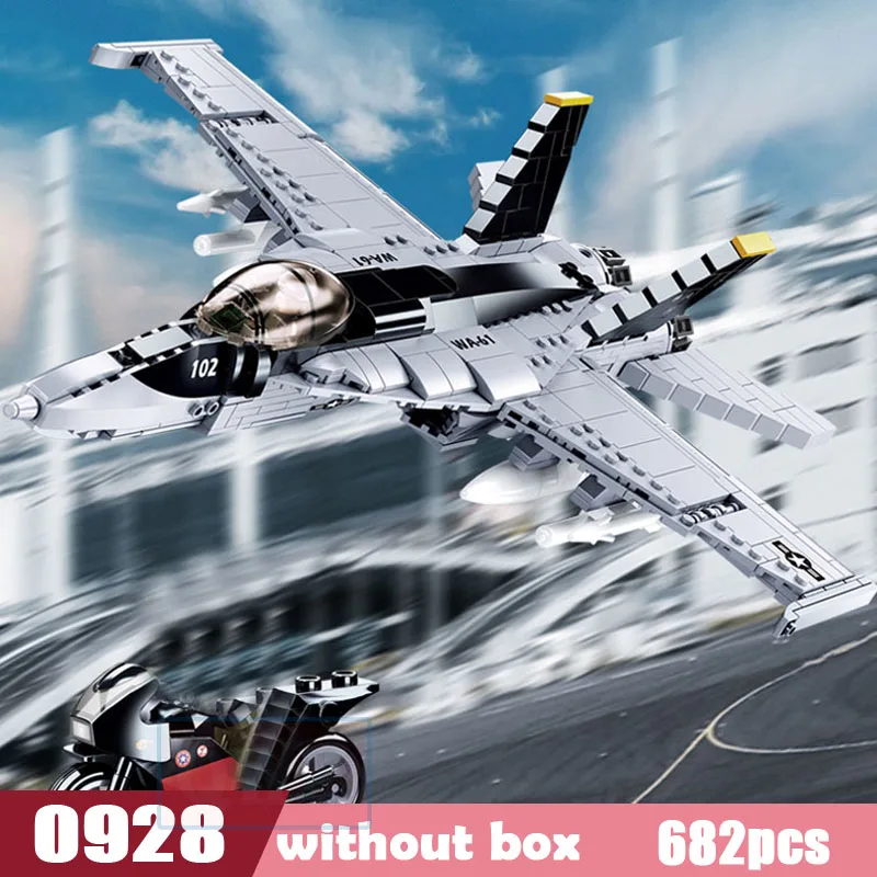 

New Military Series F/A-18 Strike Fighter AH-1Z Viper aircraft DIY Model Building Blocks Bricks Toys Children Christmas Gifts