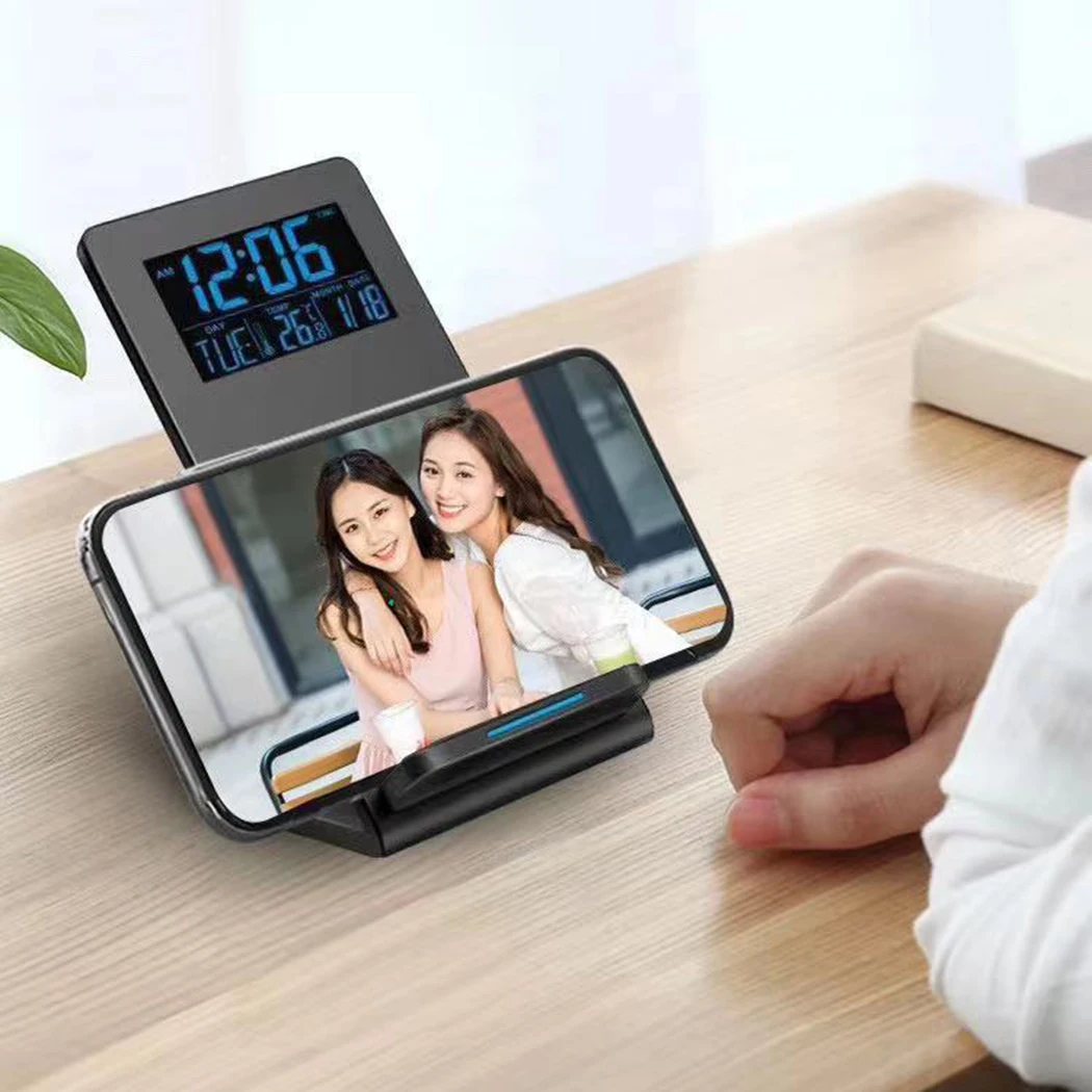 

Black Alarm Clock Decoration Digital Home LCD Plastic Room Temperature