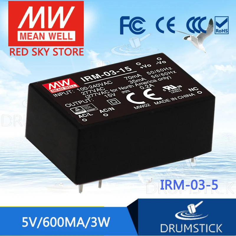 

kindly MEAN WELL 6Pack IRM-03-5 5V 600mA meanwell IRM-03 5V 3W PCB mounting style