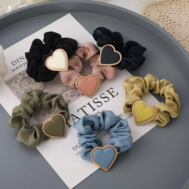 

xiaoboACC Cute Peach Heart Hairbands Korean Temperament Retro Love Hair Rope Hair Ties Hair Accessories