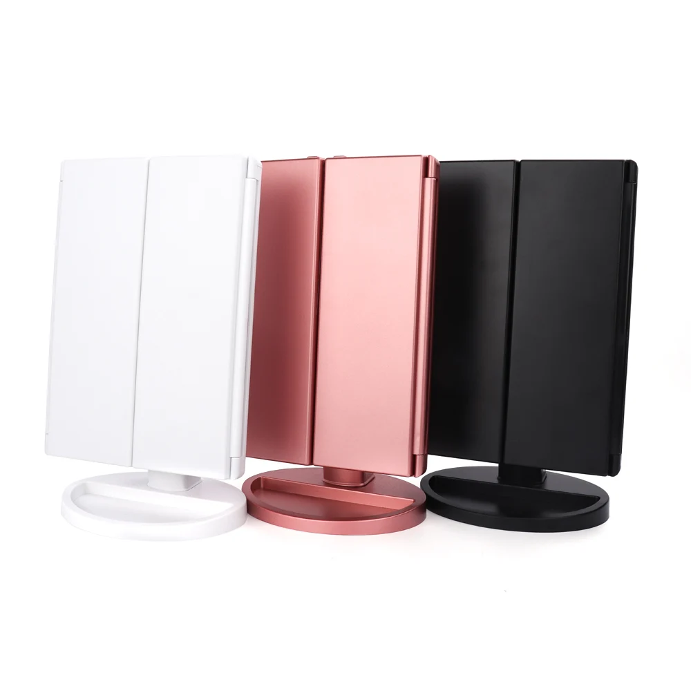 Складное зеркало для макияжа с 21 светодиодом увеличение 2X/3X вращение на 180