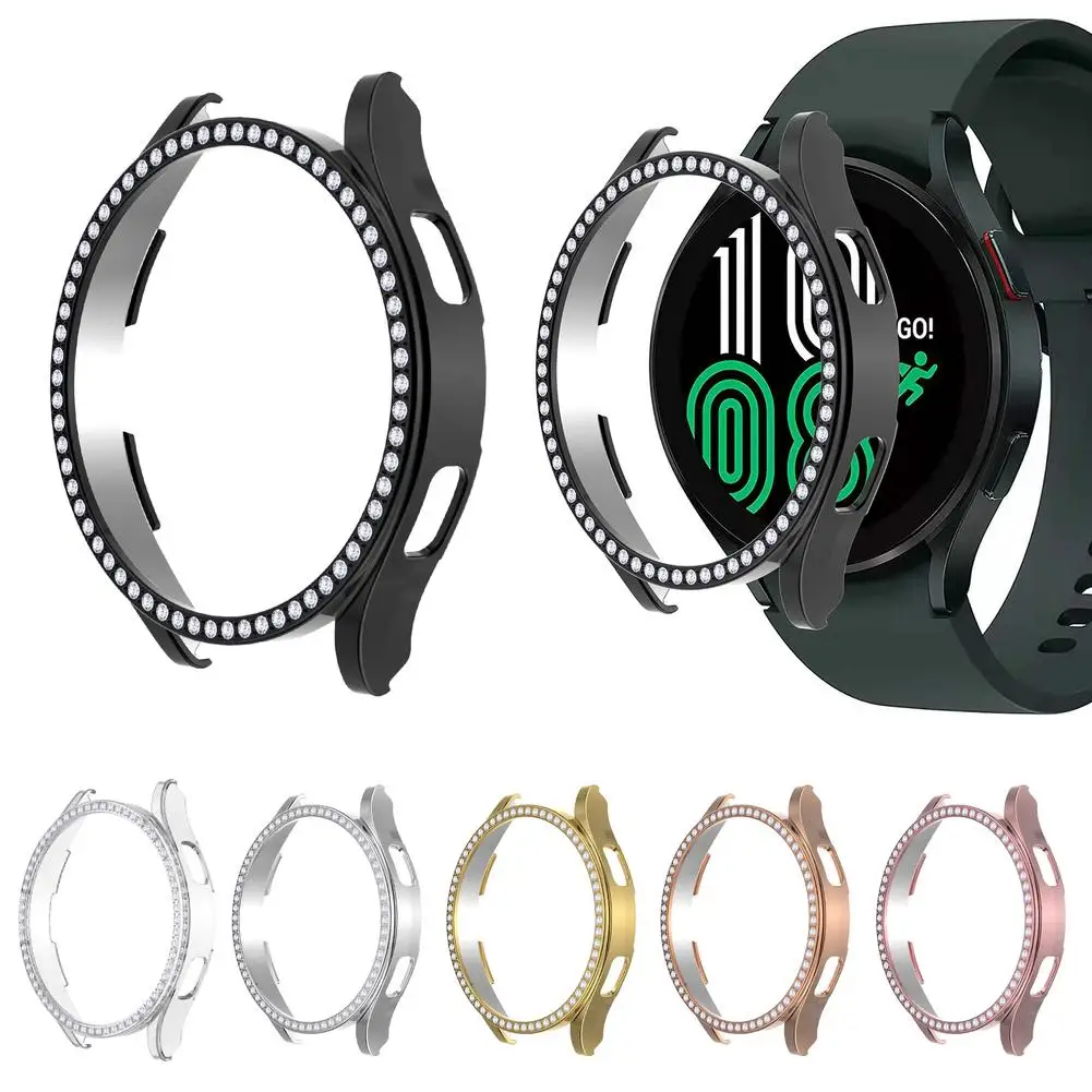 

Fashion Single Rows Diamond PC Bumper For Samsung Galaxy Watch 4 40mm 44mm Cover Accessories