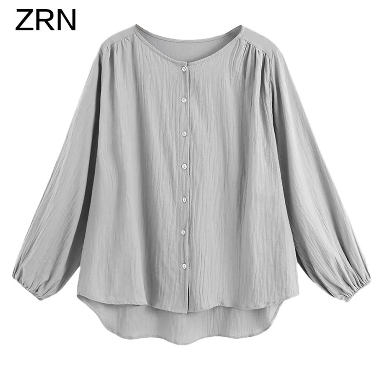 Фото Женская блузка большого размера женская рубашка с рукавами фонариками
