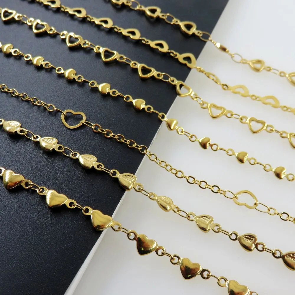 Женская цепочка из нержавеющей стали ожерелье золотистого цвета 7 видов 20 дюймов