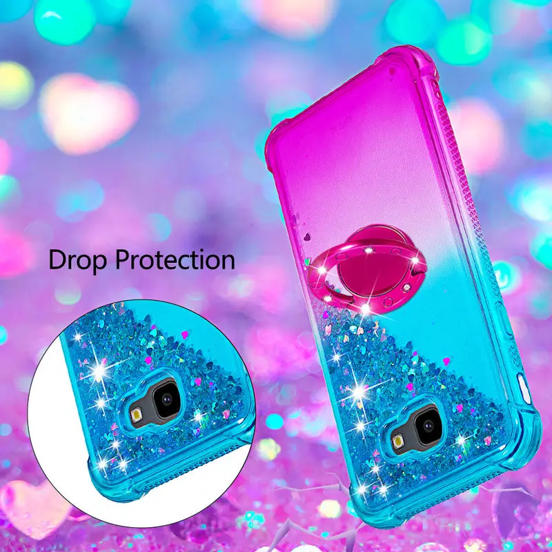 

Case For Samsung Galaxy J4+ Finger Ring Liquid Glitter Phone Cover For Samsung J4+ J4 Plus Ultra Thin Anti-Fall Protection Cases
