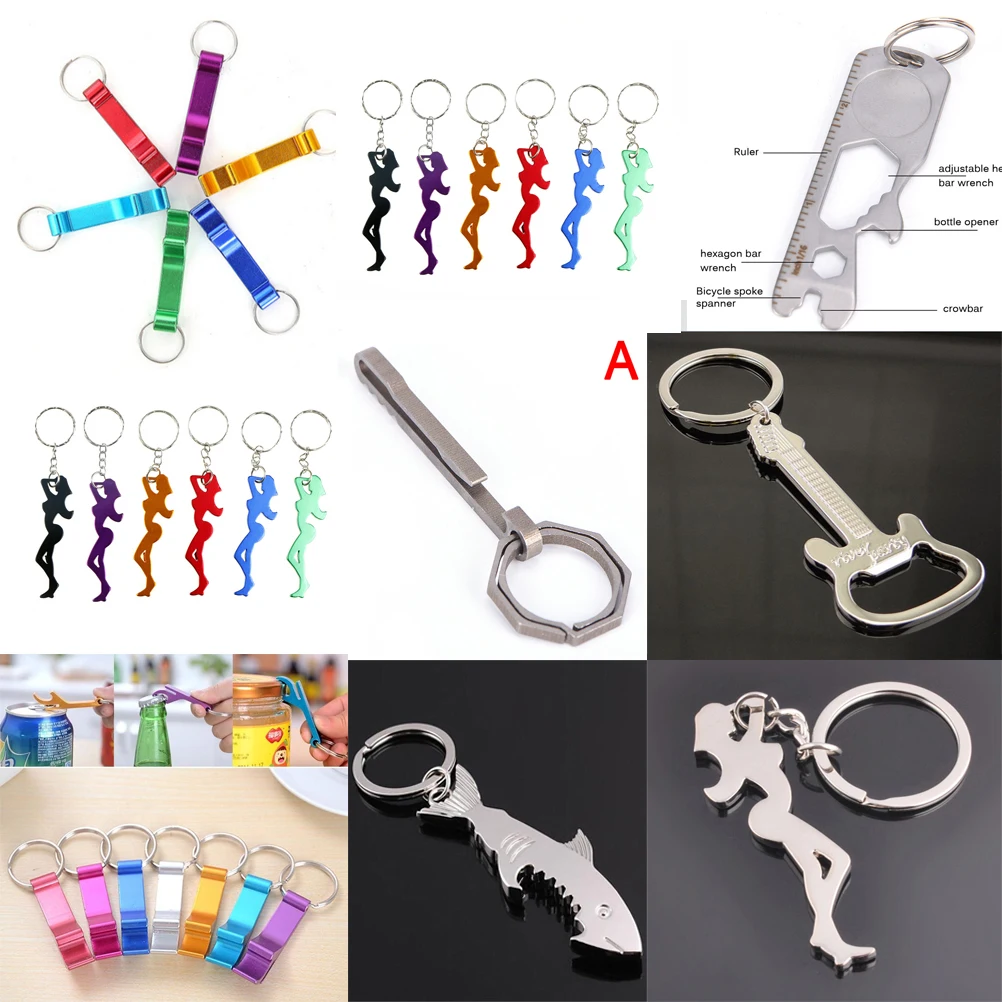 

Zinc Alloy Beer Bottle Opener Keychain Shark Beauty Lady Ruler Shaped Bottle Opener Keychain Women Men Key Ring Unique Gift