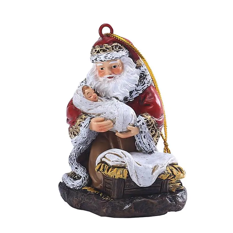 

Christmas Ornament Santa Claus Holding Baby Christmas Tree Decorations Hanging Pendant Decor Xmas Creative Gift
