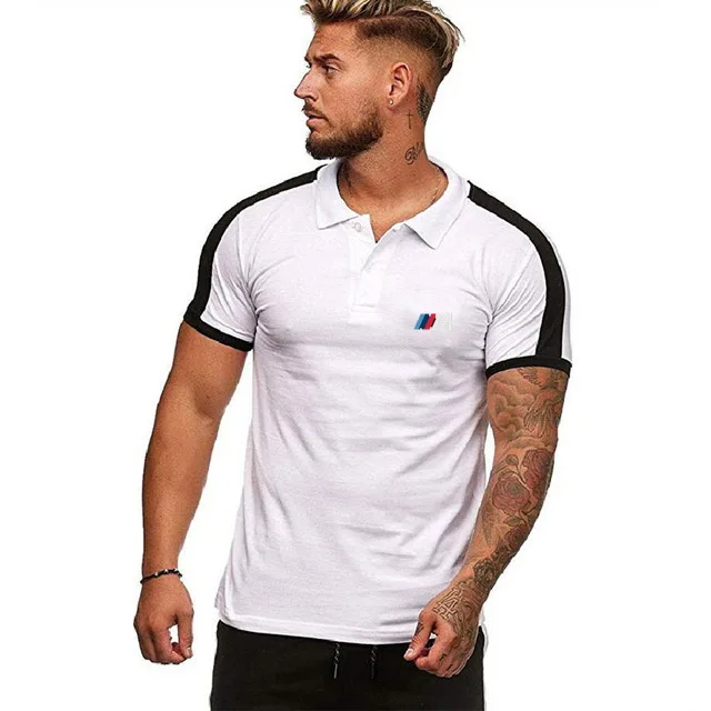 Мужская рубашка поло для BMW с логотипом Летняя мужская отворотом коротким