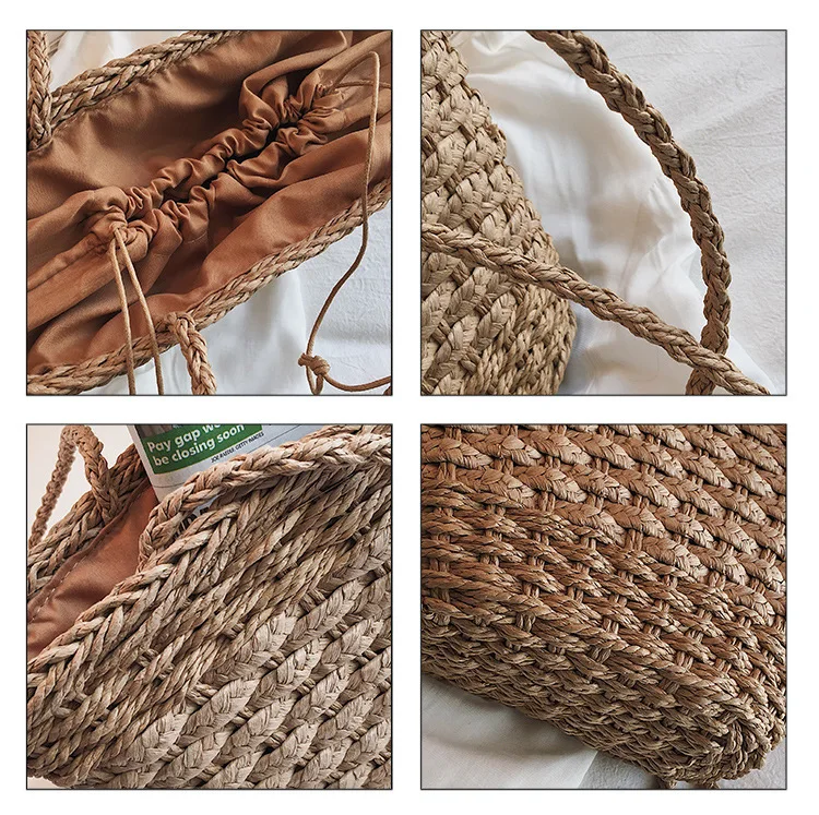 Женская сумка ручной работы соломенная тканая для отдыха пляжная на одно плечо