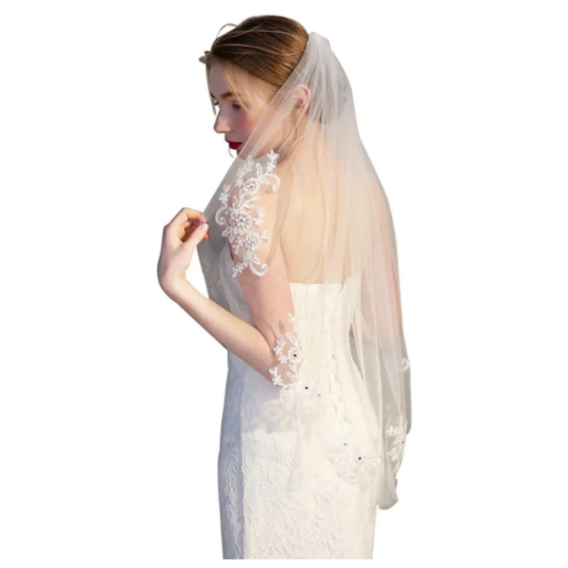 Свадебные аксессуары короткая фата красивый слой мягкая сетка сказочный стиль