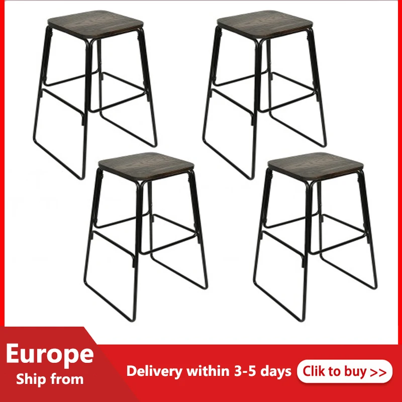 

A Set Of 4 44*42*76cm Industrial Design Style High Bar Stool Classic Fashion Creativity Stability Durability Kitchen Outdoor HWC