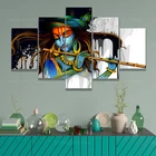 Индуистский декор стен лорд Кришна картины индийские стены искусства 5 шт. несколько панелей холст божество индуизм искусство домашний декор для L