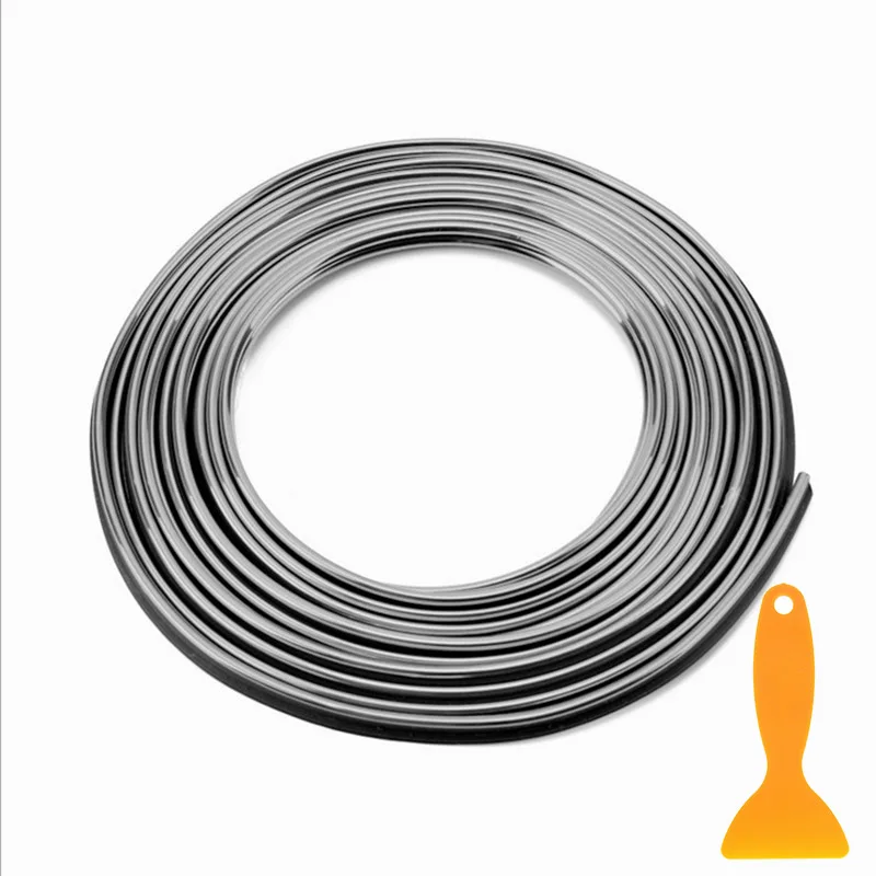 Silver Rovtop 5 м, наклейки для салона автомобиля, Декоративная полоса, Формовочная Автомобильная Дверная панель, воздушная розетка, рулевые полосы для автомобиля Z2 - Название цвета: Silver