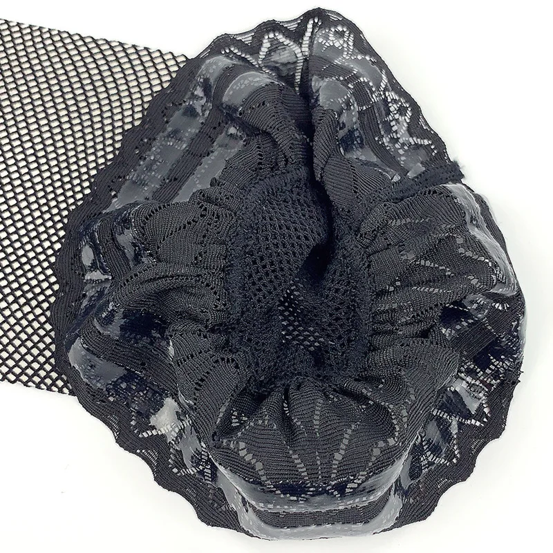 Черные кружевные чулки в сеточку силиконовые Чулки до бедра ажурное дышащее
