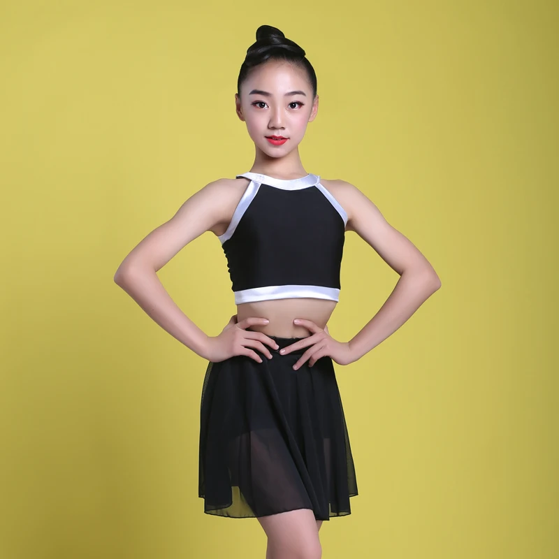 

Girls Latin Dance Dress Vest Skirt Suit Cha Cha Rumba Tange Salsa Dancing Clothes Children Practice Costumes Show Wear S-3XL