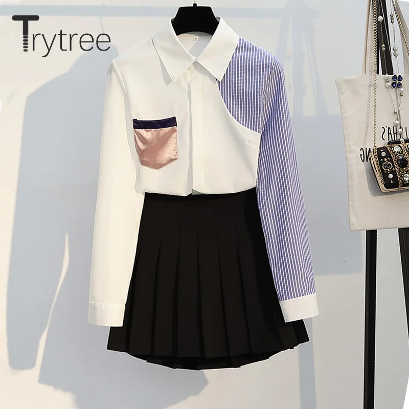 Trytree/осенний женский топ комплект из двух предметов повседневный с отложным