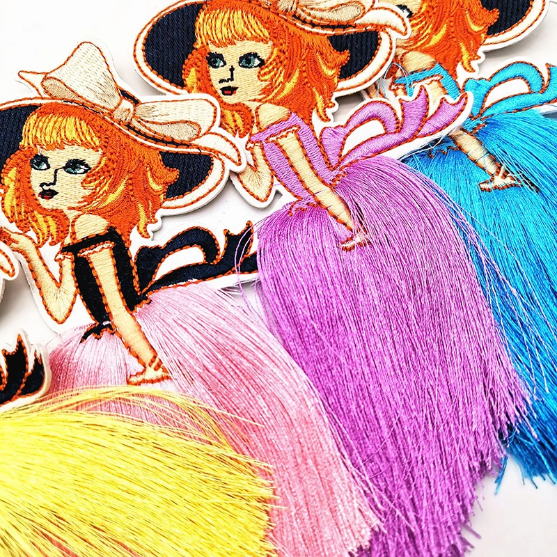 1 шт. Мультяшные нашивки с кисточкой модные милые девушки прекрасная вышивка