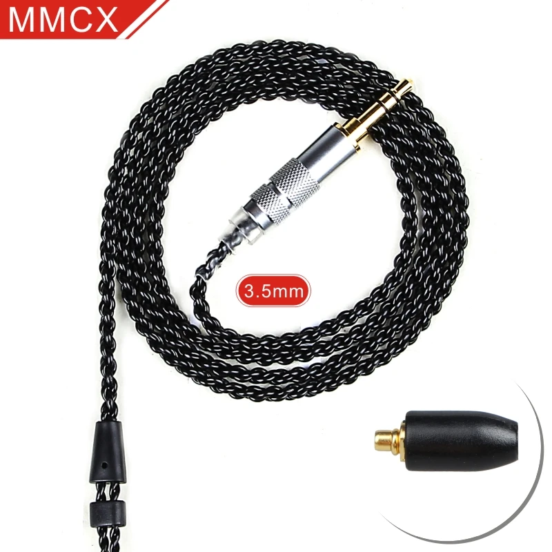 Black 3.5mm MMCX FDBRO 3,5 мм наушники Кабо MMCX кабель DIY один Кристалл Медь посеребренный кабель для SE215 SE315 SE425 SE535 SE846 UE900 - Цвет: Black 3.5mm MMCX