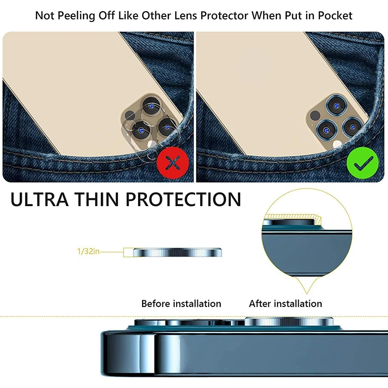 For iPhone 14 13 Pro Max 11 Metal Ring Glass Full Cover Camera Lens Protectors For iPhone 12Pro Max Mini 12Pro Protective Cap