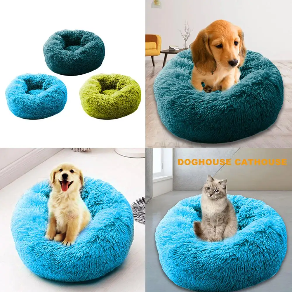 Круглая кровать для собаки складной коврик щенка супер мягкие хлопковые коврики