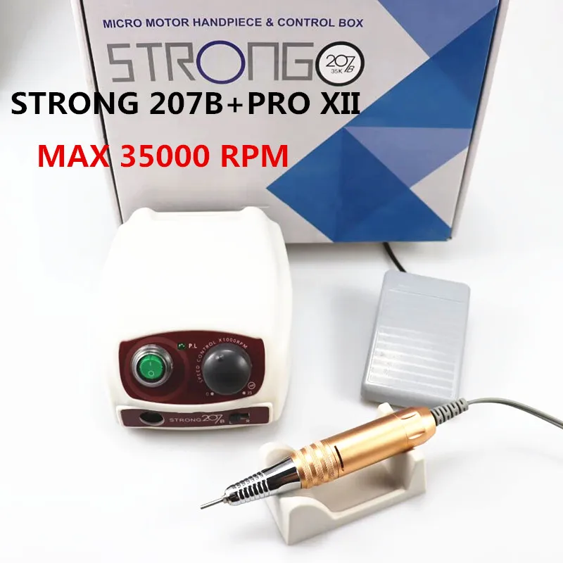 

new Strong 207b Nail Drill 65W 35000 Machine Cutters for Electric Manicure Nail Drill Milling Manicure Machine Polish Nail File