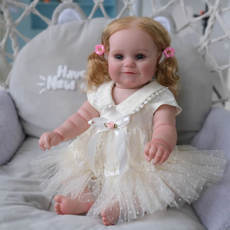 

50CM Reborn Baby Full Body Silicone Girl Doll Toddler Princess with Blonde Rooted Hair Hand Painted Dolls