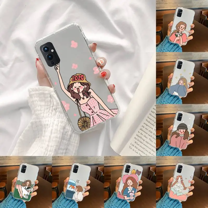 

Aesthetic cartoon girl Phone Case Transparent For OnePlus 9 8 7 7t 8t Oppo find X3 X2 reno5 Vivo X60 X50 Pro MeiZu 17 16XS
