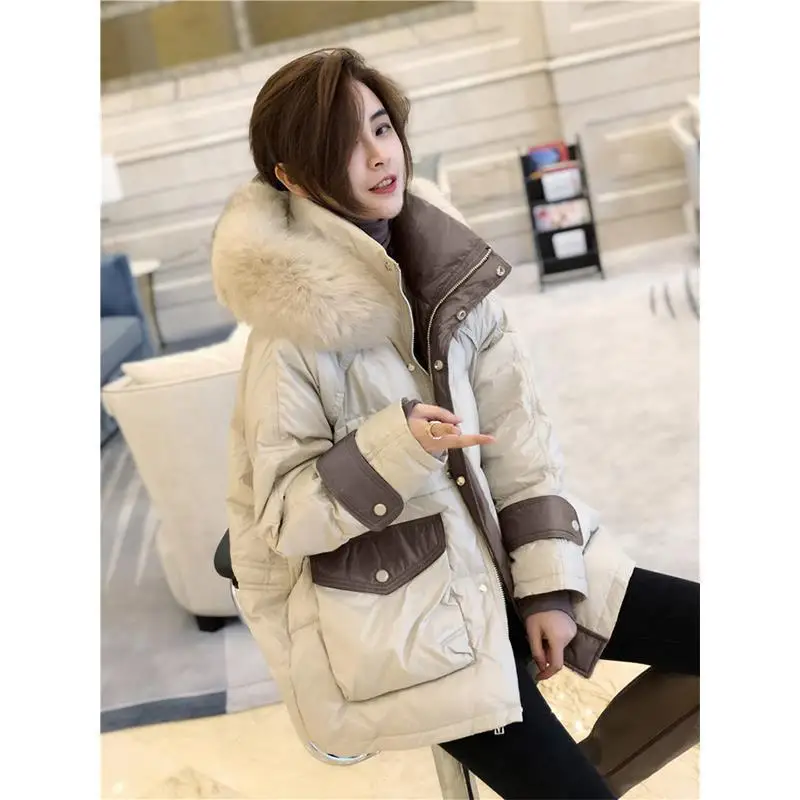 

Women's cotton padded clothes with big hair collar