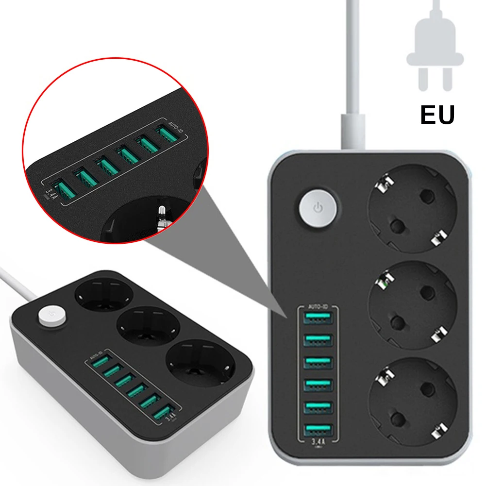 Зарядное устройство с 6 USB портами 2500 Вт 10 А|Электрические вилки| |