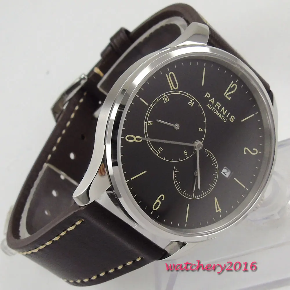 Стальной корпус PARNIS предоставляет автомеханический механизм 42 мм|Мужские