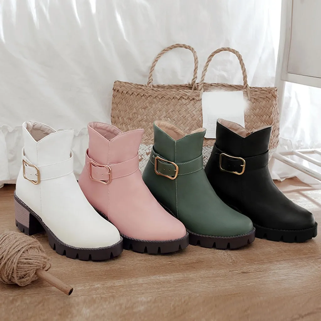 Slip On Women Ankle Boots Pointed Toe PU Leather Low Heels Shoes Woman Booties Sexy High Size#g2 | Обувь