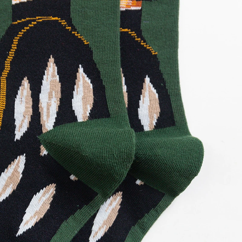 

1 Pair Crew Socks Mid Length Unisex Funny Cute Socks Gift Casual Street Wear Creative Cartoon Retro Oil Painting Socks Funny Hot