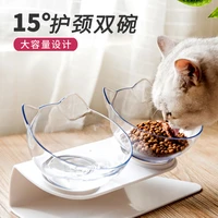 inclined neck protector cat double bowl dog cat food bowl oblique mouth plastic new cat head double bowl dog food bowl pet bowl