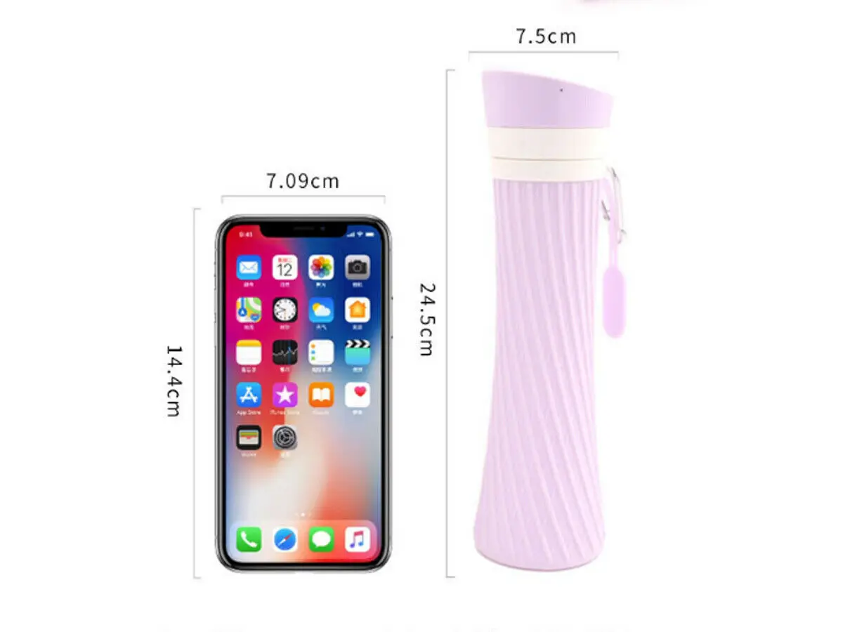 Дорожная силиконовая складная бутылка объемом 500 мл портативная для воды спорта