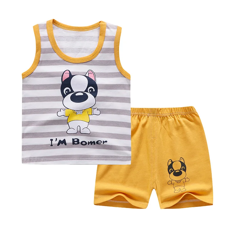 Infant Baby Clothing Sets Summer Cotton Sleeveless Tops+Short 2pcs Kids Vest Suits Boys Girls Clothes Outfit A0093 | Детская одежда и