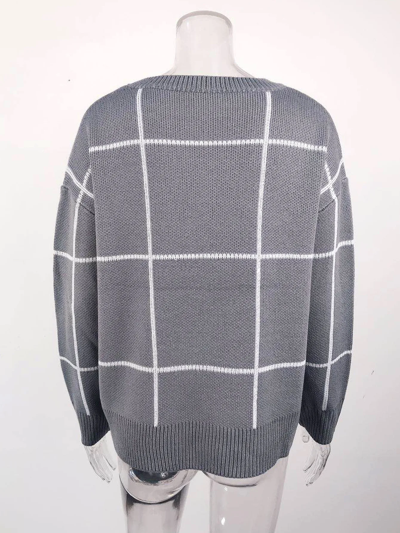 

AIUJXK Women Plaid Pullover Sweater 2020 Autumn Winter Long Sleeve Knitwear Tops Long Sleeve Woman Loose Sweaters And Pullovers